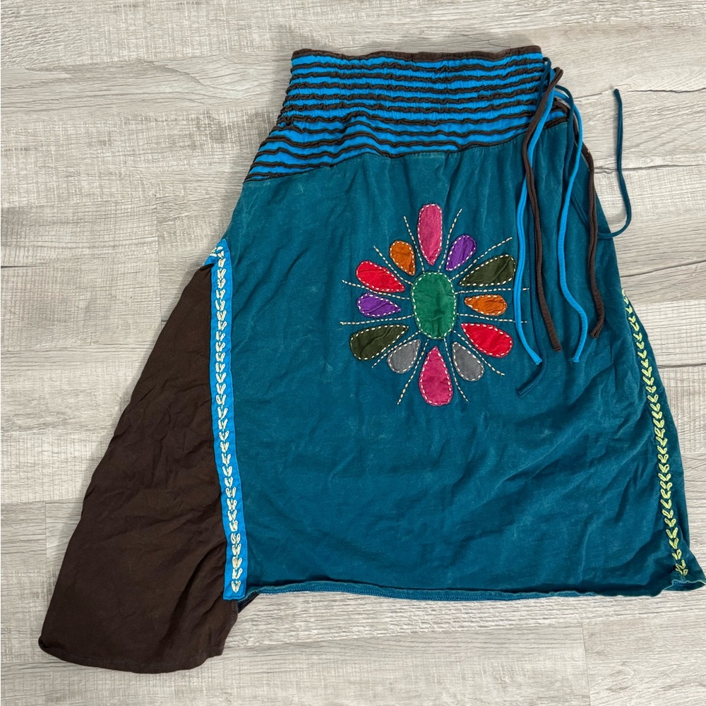 Rising International‎ Handmade Boho Patchwork Skirt Medium Fairy Cottage Floral